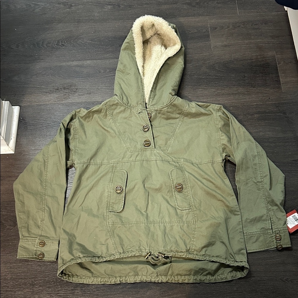 Mossimo Army green anorak with plush hood